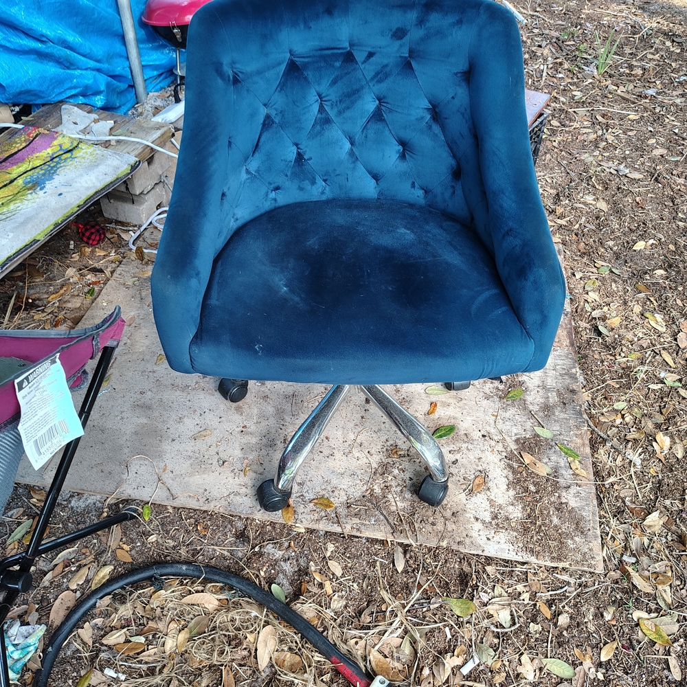 Luxurious Blue Velvet Swivel Chair